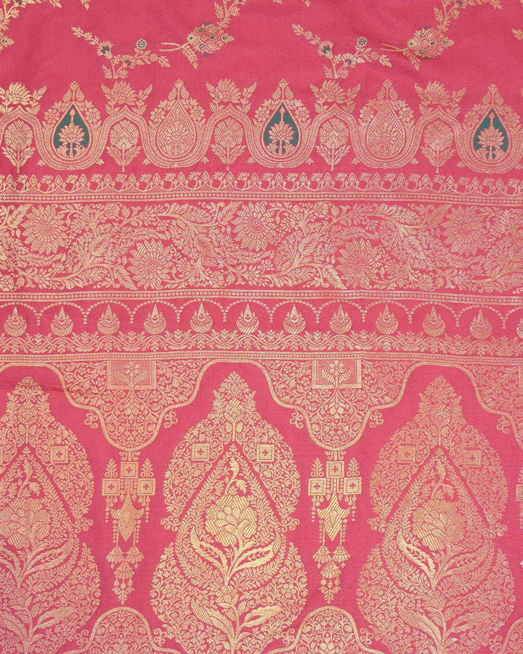 Hot Pink Banarasi Silk Saree with Intricate Floral Jaal Zari Pattern Weave