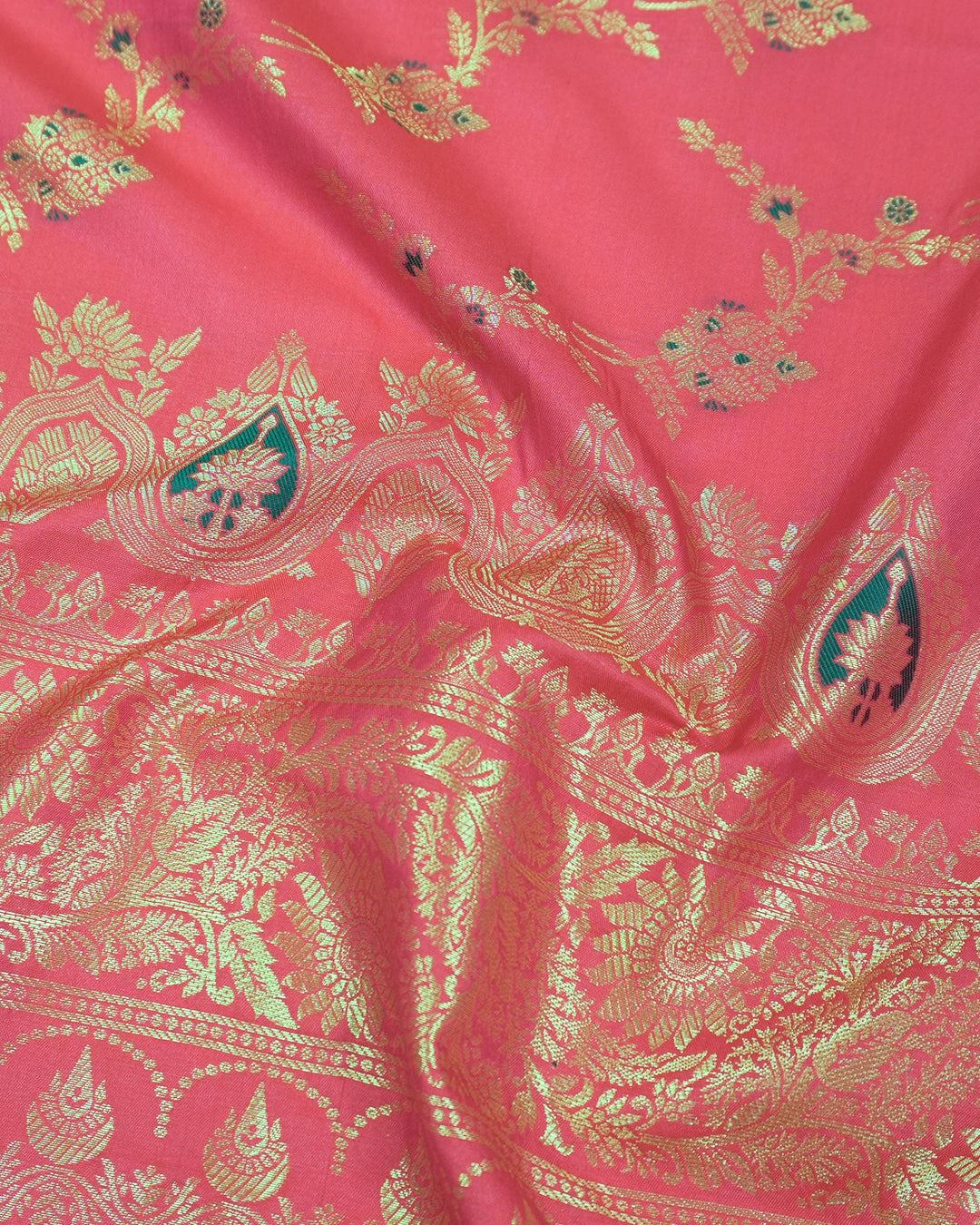 Hot Pink Banarasi Silk Saree with Intricate Floral Jaal Zari Pattern Weave