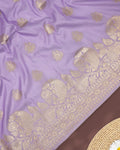Lavender Banarasi Silk Saree with Floral Weaving and Rich Border