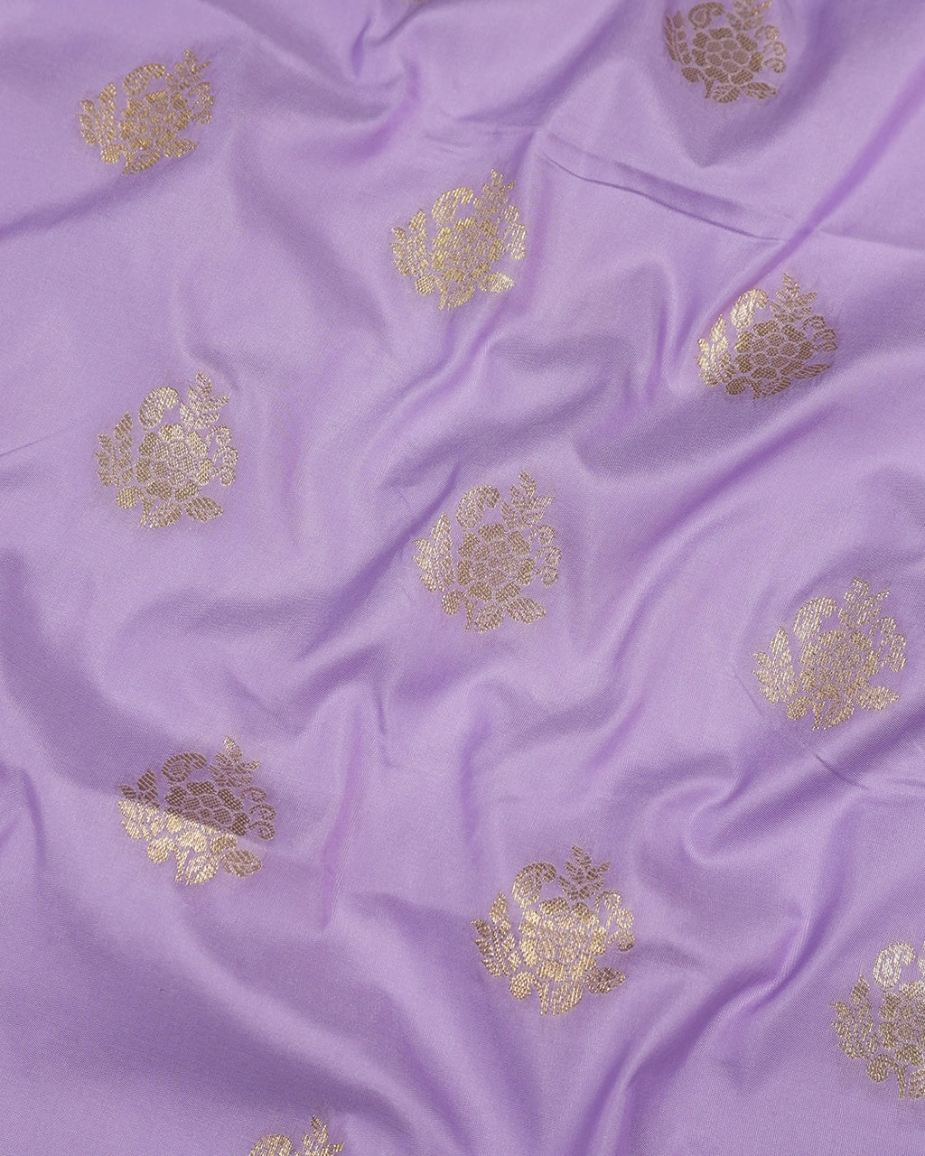 Lavender Banarasi Silk Saree with Floral Weaving and Rich Border