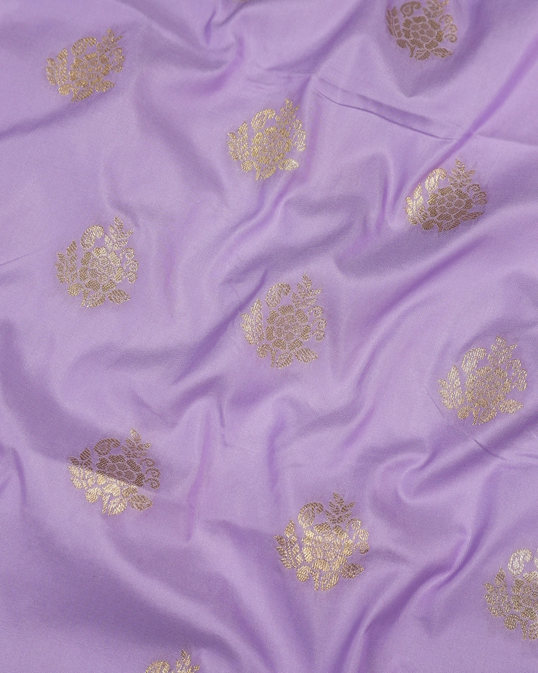 Lavender Banarasi Silk Saree with Floral Weaving and Rich Border
