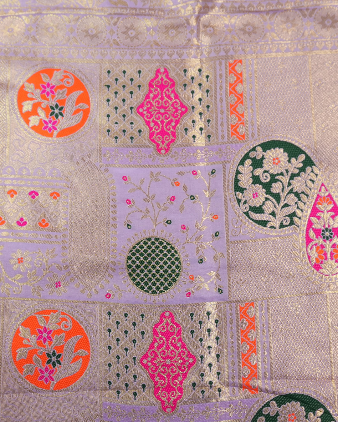 Lavender Banarasi Silk Saree with Floral Weaving and Rich Border