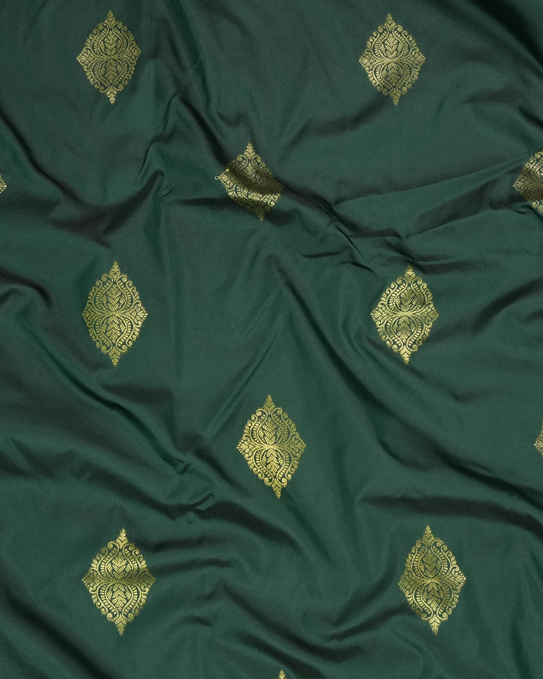Green Banarasi Saree with Medallion Motif Weaves