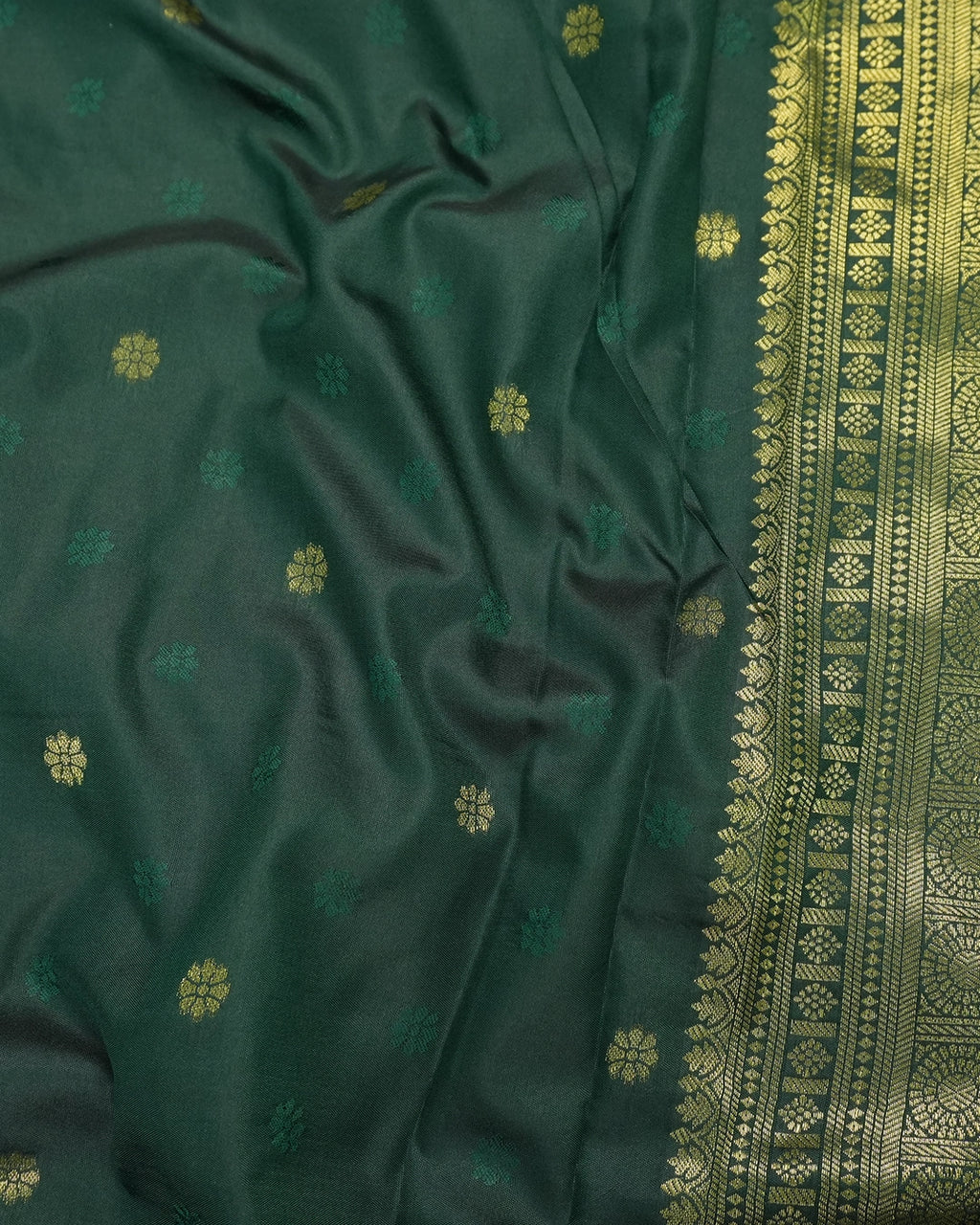 Green Banarasi Saree with Medallion Motif Weaves