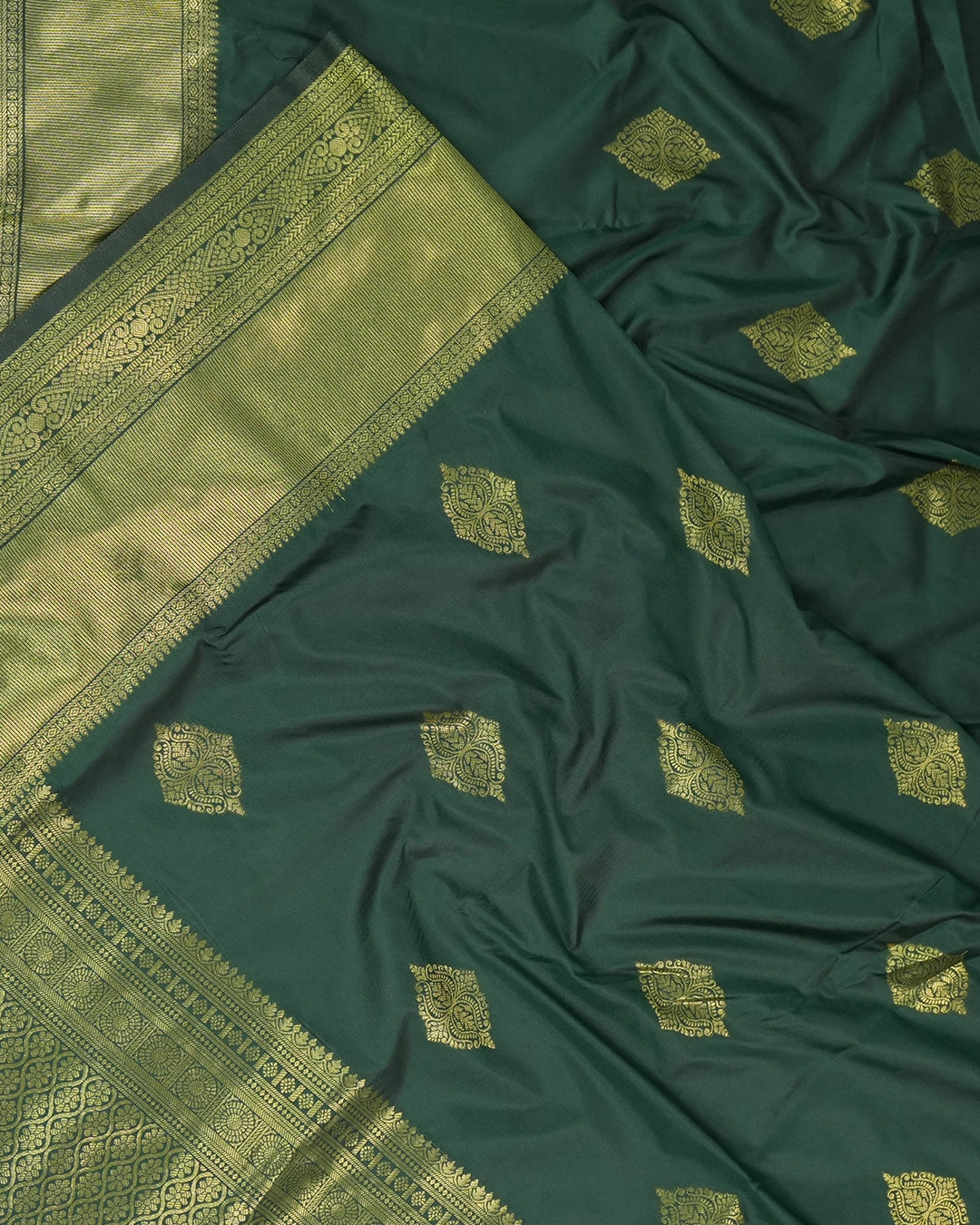 Green Banarasi Saree with Medallion Motif Weaves