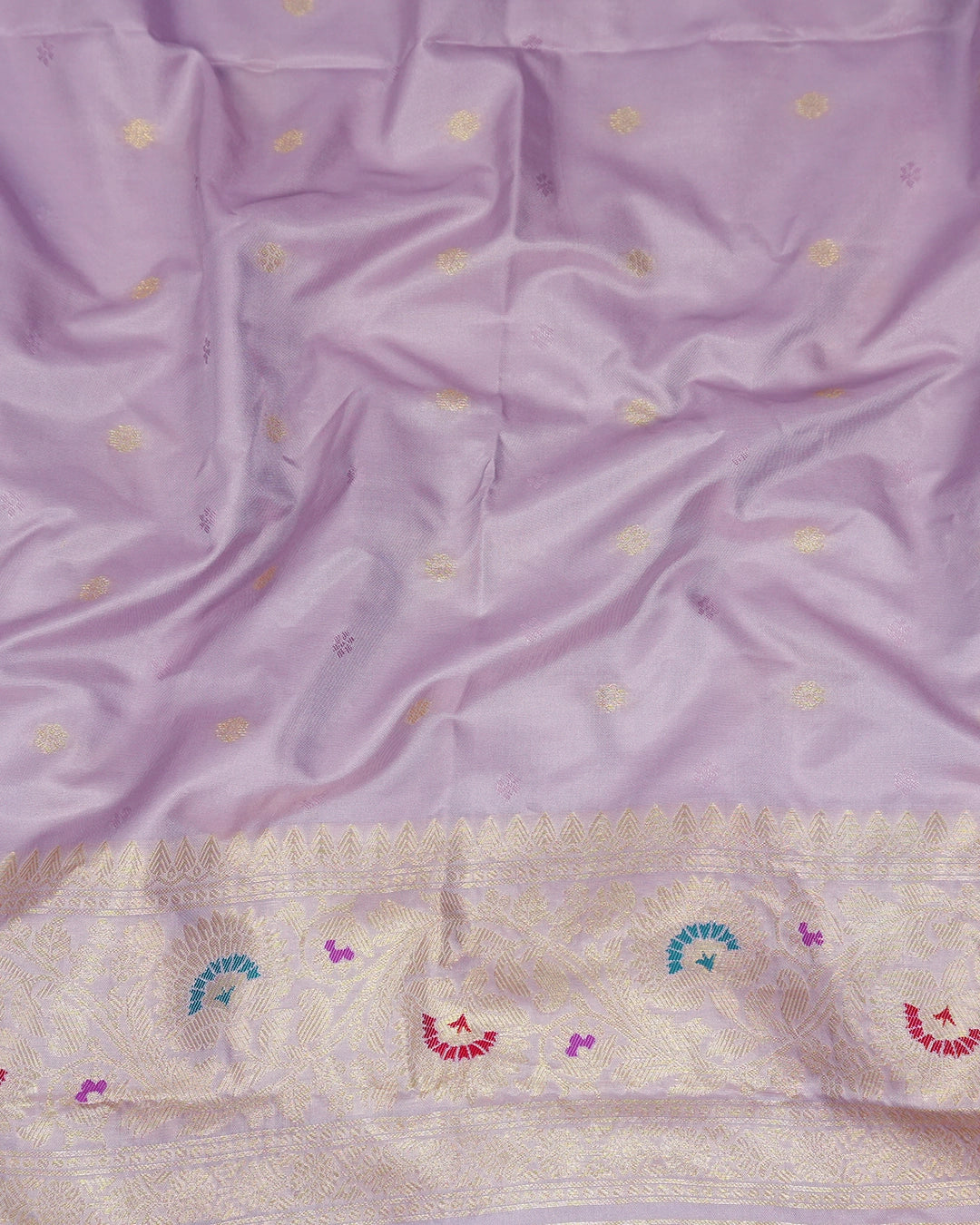 Lavender Banarasi Silk Saree with Paisley Weave and Meenakari Border