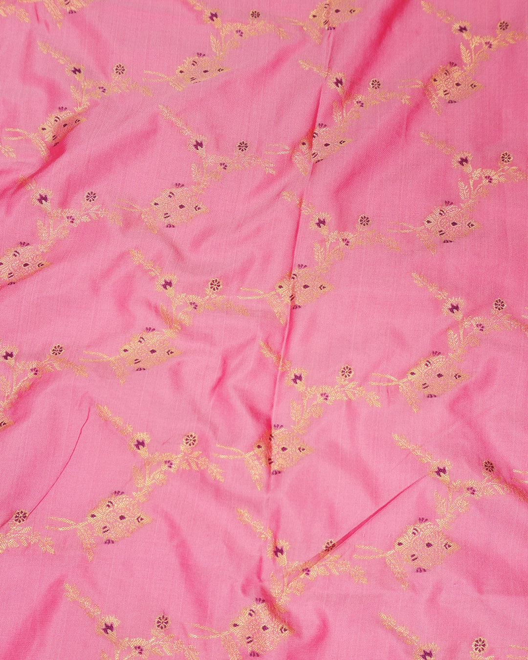 Pink Banarasi Silk Saree with Elegant Vine Meenakari Jaal Trellises Weave