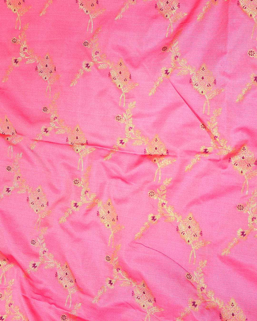 Pink Banarasi Silk Saree with Elegant Vine Meenakari Jaal Trellises Weave