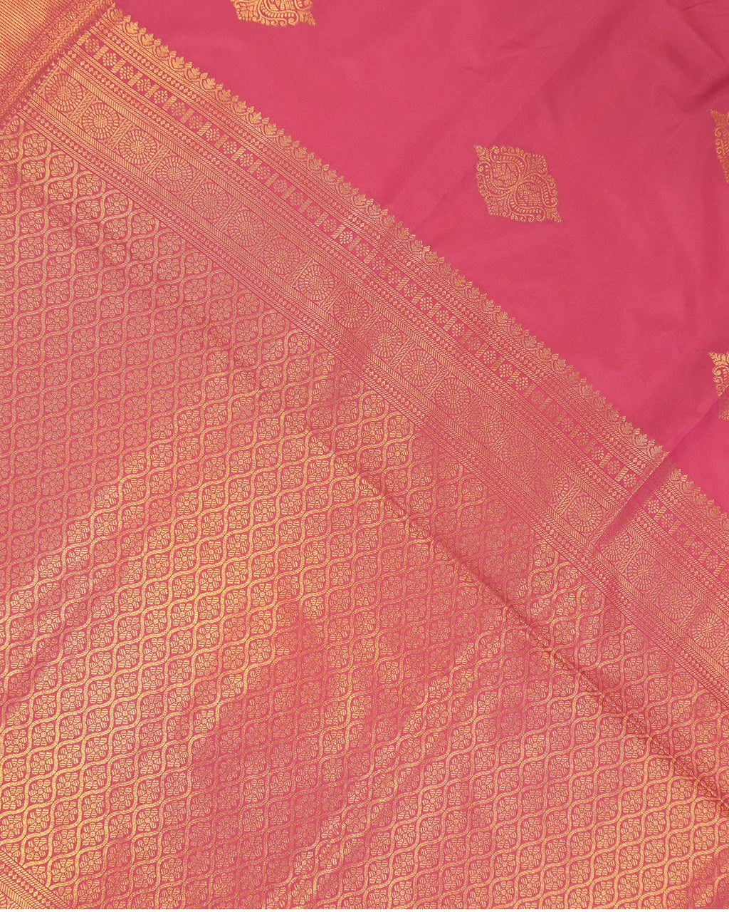 Gajri Pure Banarasi Silk Saree with Butta Weaves