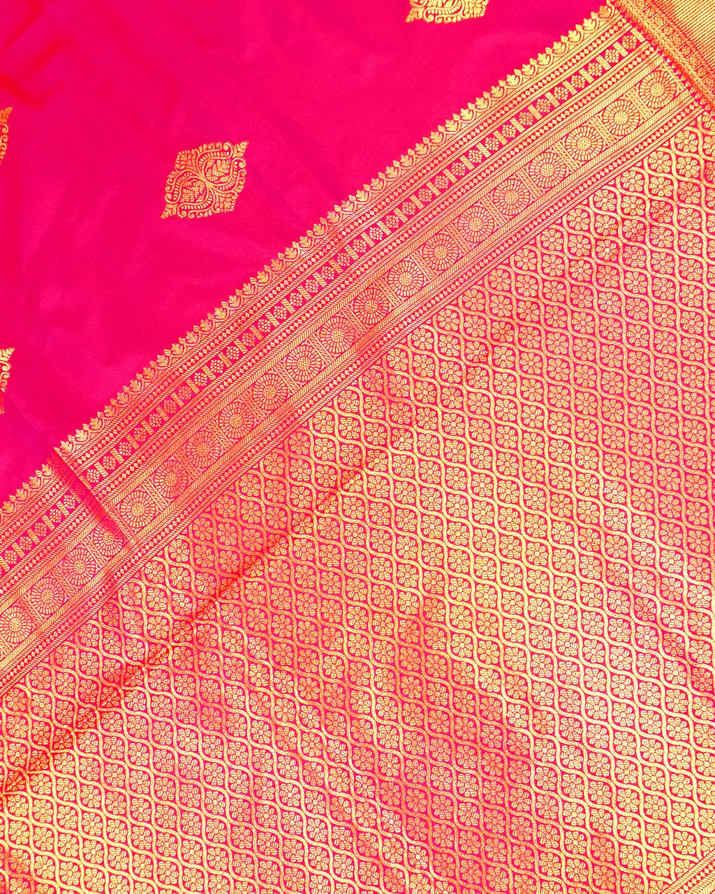 Gajri Pure Banarasi Silk Saree with Butta Weaves