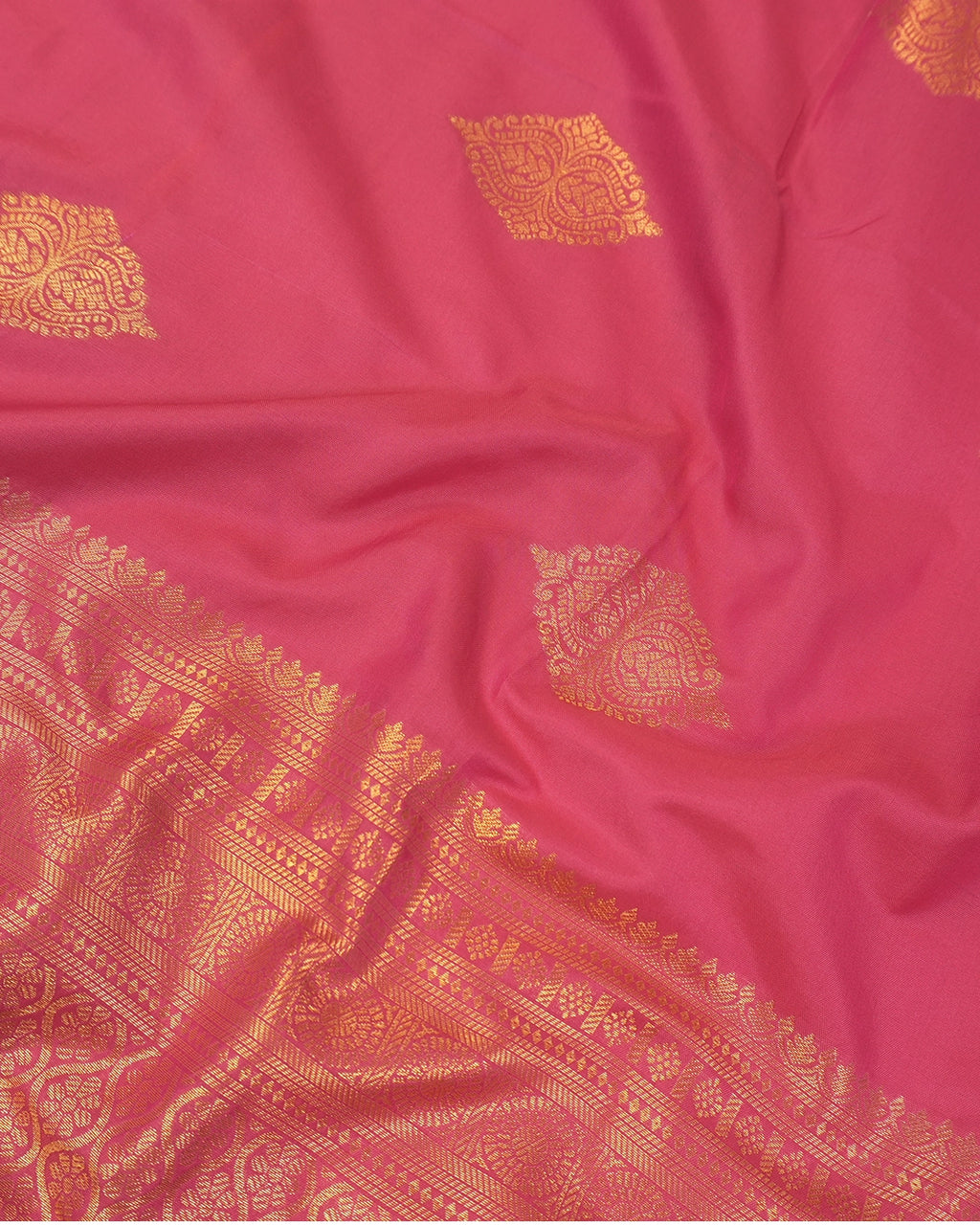 Gajri Pure Banarasi Silk Saree with Butta Weaves