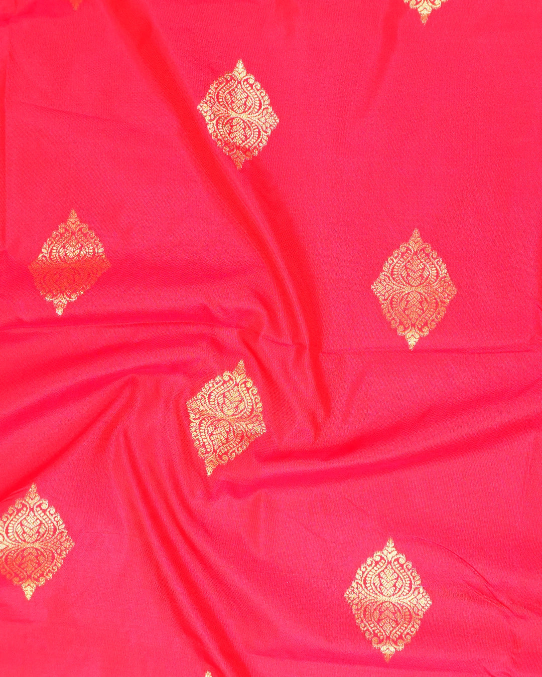 Gajri Pure Banarasi Silk Saree with Butta Weaves