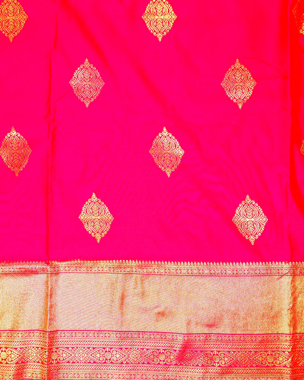 Gajri Pure Banarasi Silk Saree with Butta Weaves