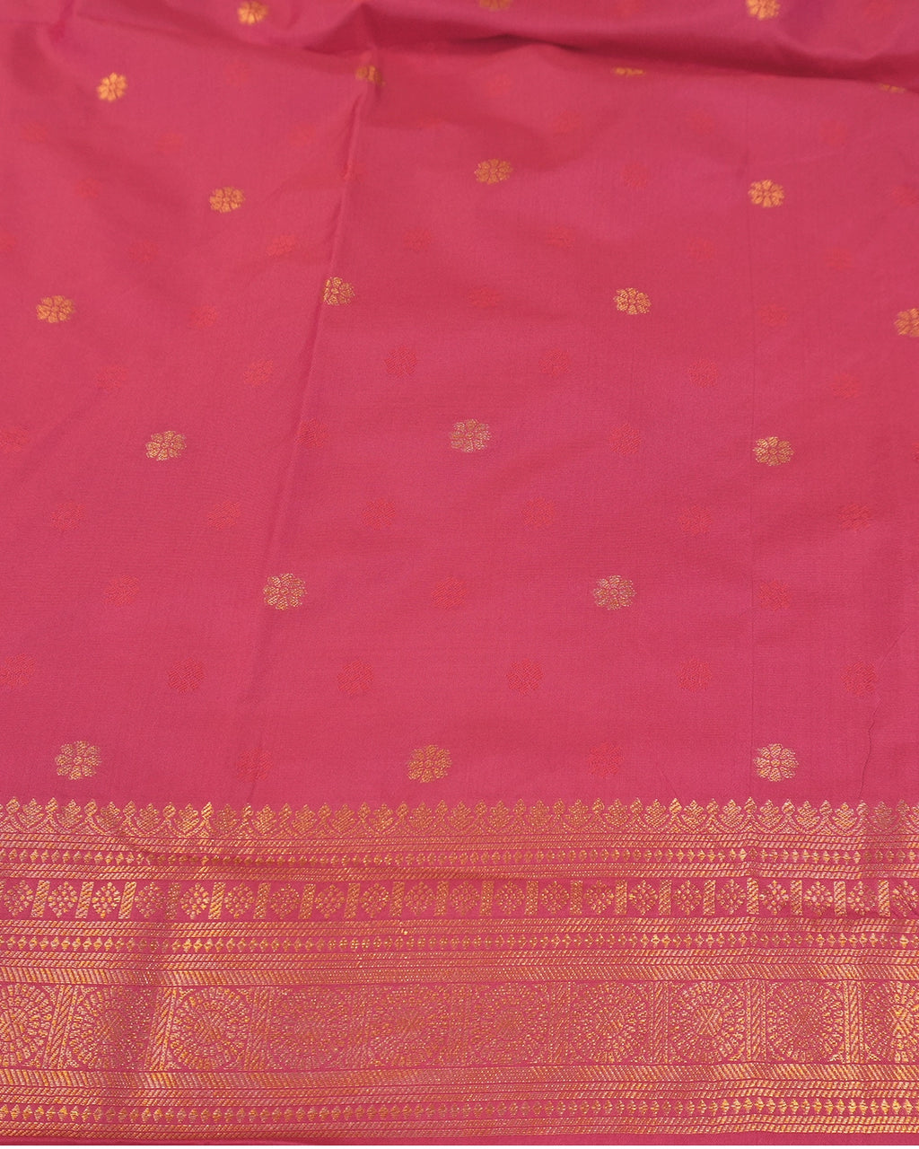 Gajri Pure Banarasi Silk Saree with Butta Weaves