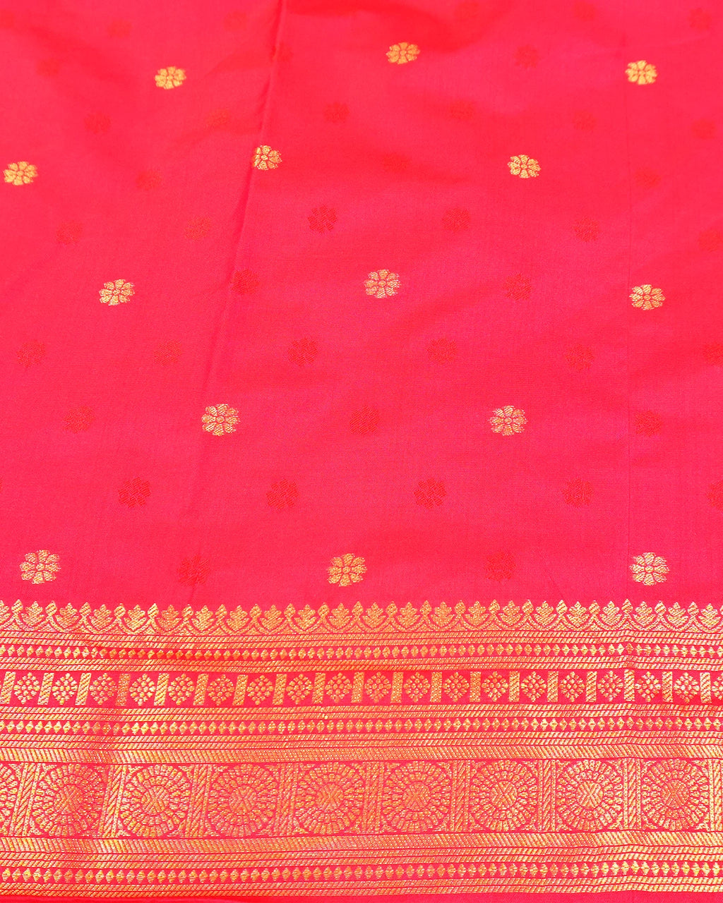 Gajri Pure Banarasi Silk Saree with Butta Weaves