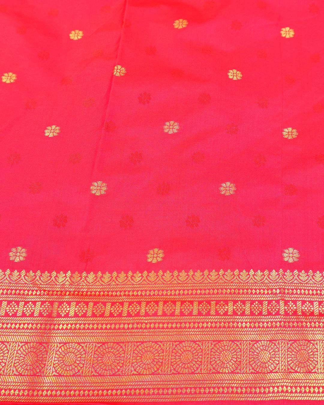 Gajri Pure Banarasi Silk Saree with Butta Weaves