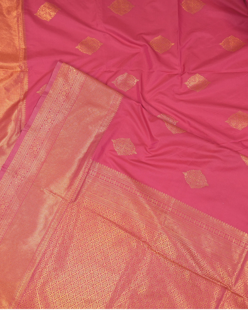 Gajri Pure Banarasi Silk Saree with Butta Weaves