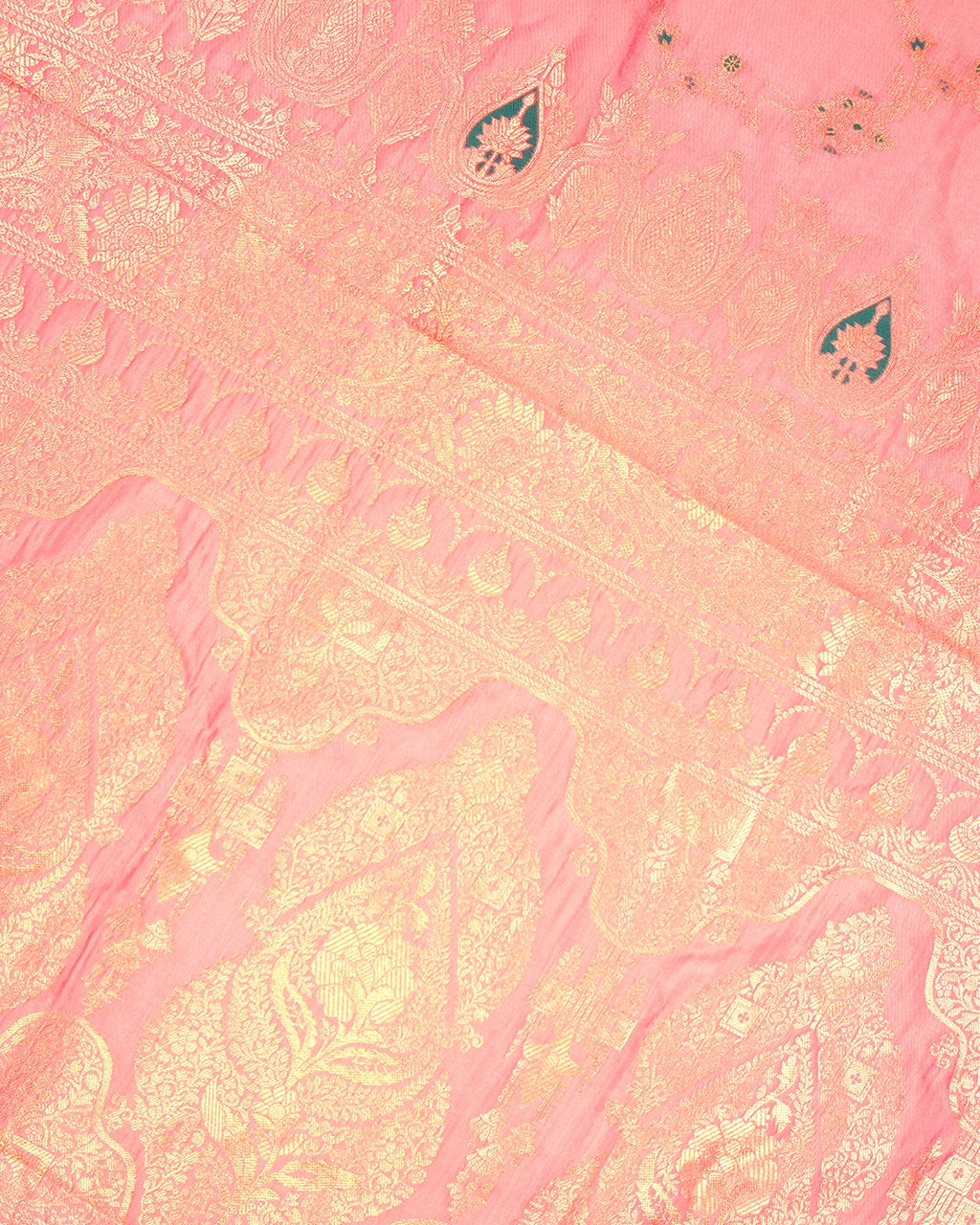 Pastel Pink Banarasi Silk Saree with Floating Meenakari Floral Weaves