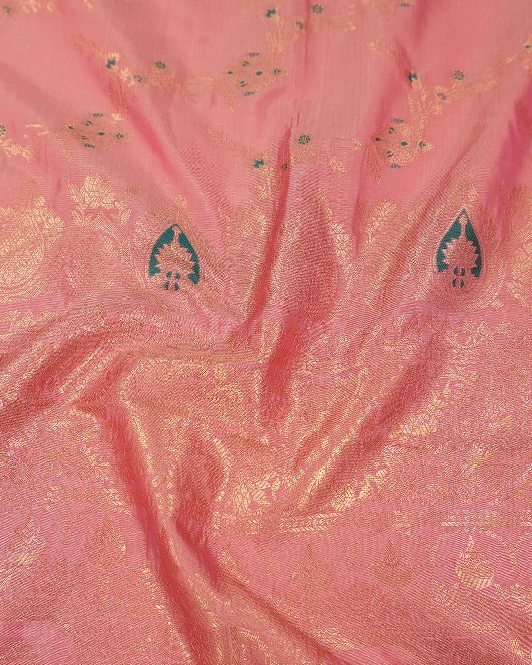 Pastel Pink Banarasi Silk Saree with Floating Meenakari Floral Weaves