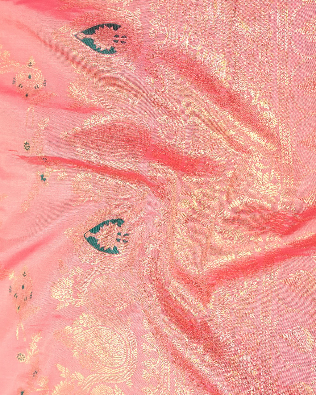 Pastel Pink Banarasi Silk Saree with Floating Meenakari Floral Weaves