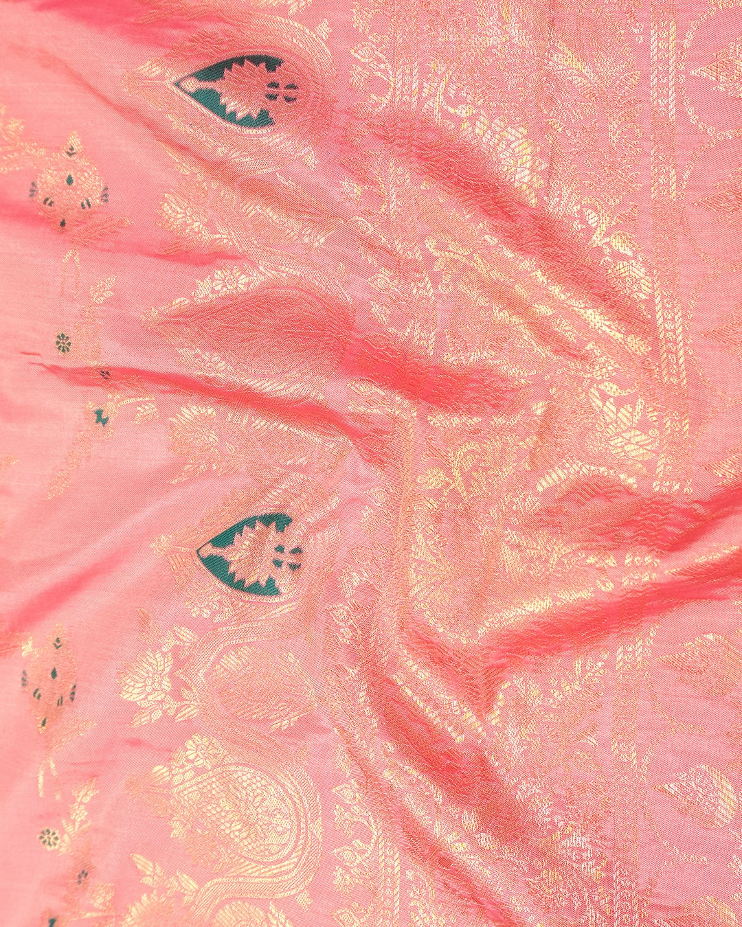 Pastel Pink Banarasi Silk Saree with Floating Meenakari Floral Weaves