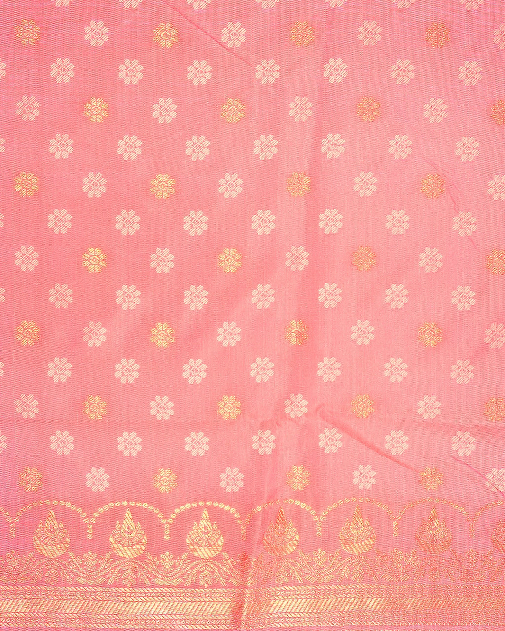 Pastel Pink Banarasi Silk Saree with Floating Meenakari Floral Weaves
