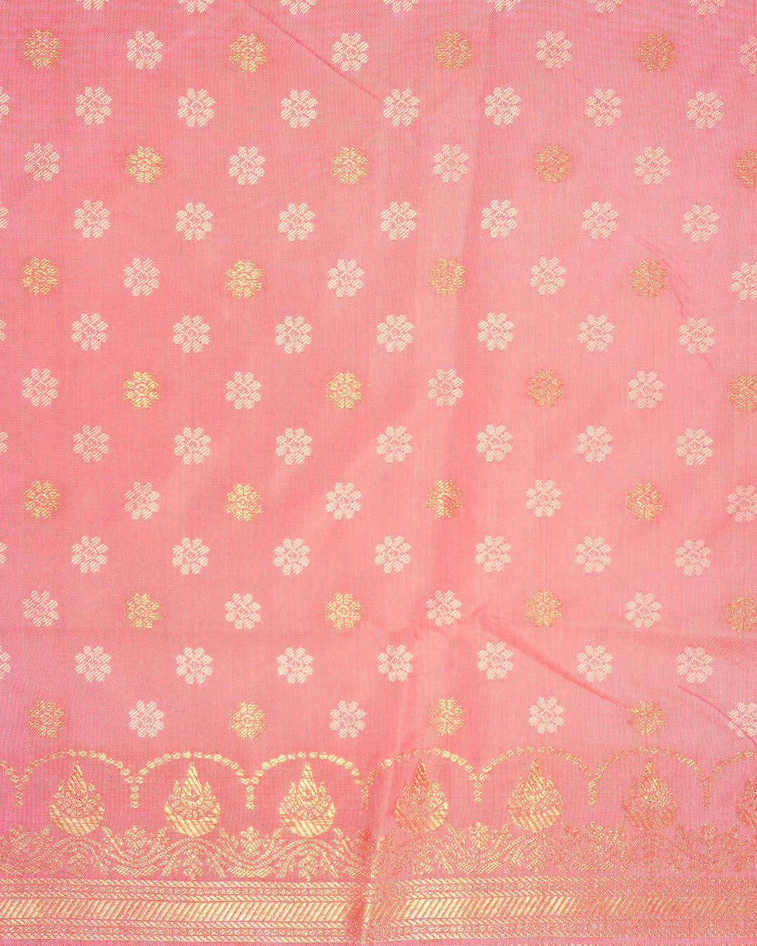 Pastel Pink Banarasi Silk Saree with Floating Meenakari Floral Weaves