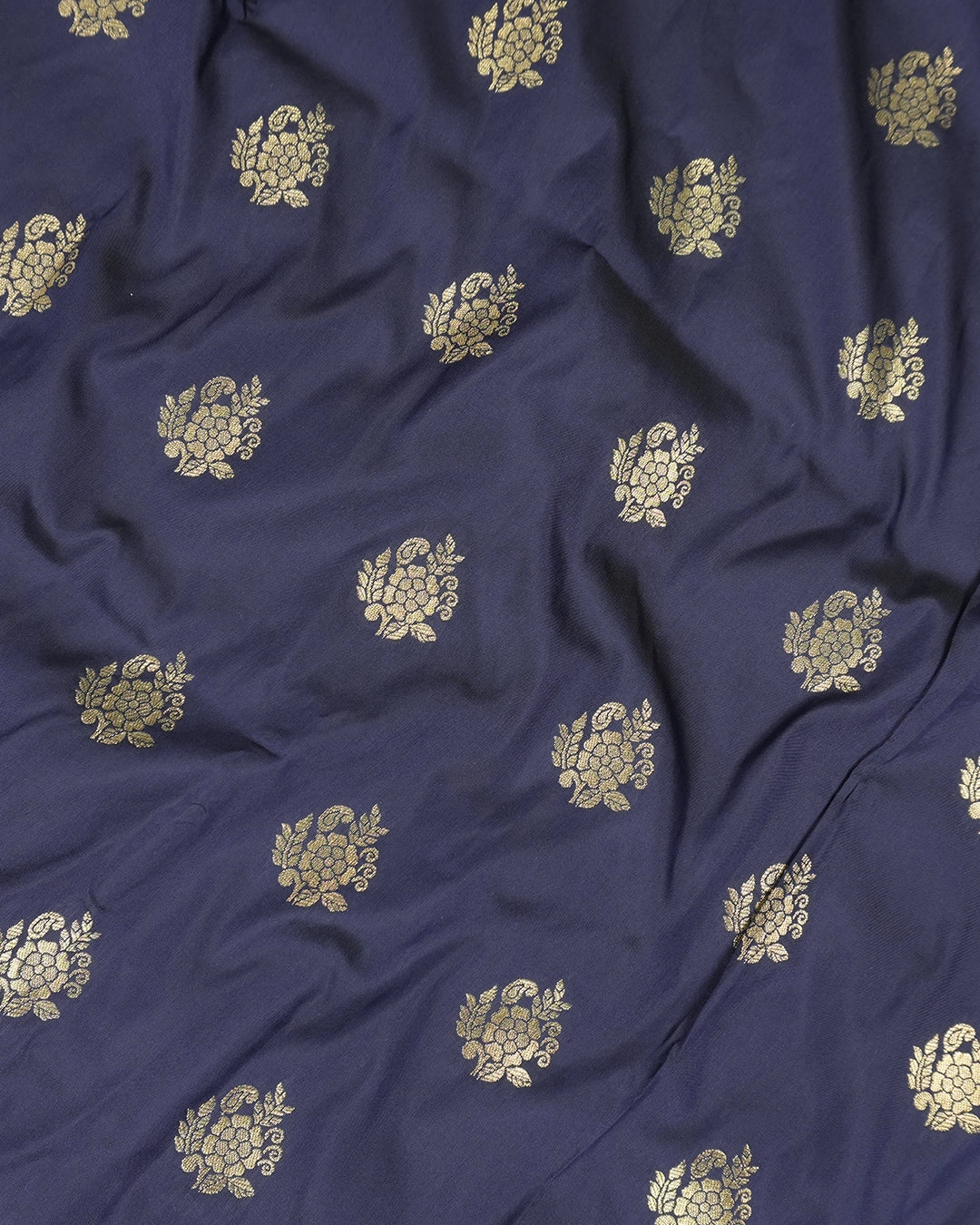 Navy Blue Banarasi Silk Saree with Heavy Artisanal Paisley Weaves