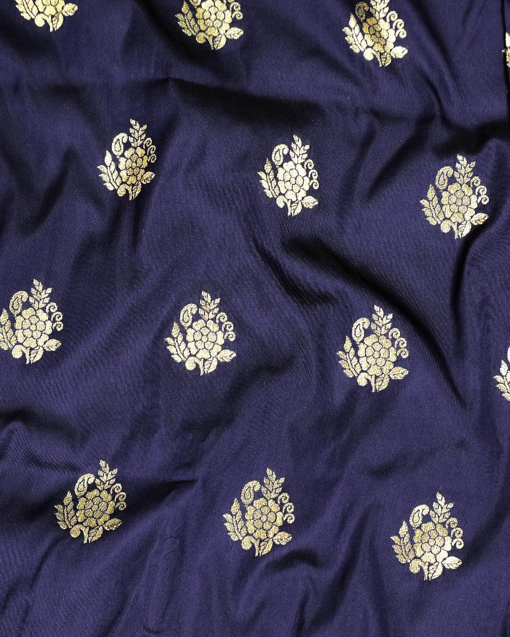 Navy Blue Banarasi Silk Saree with Heavy Artisanal Paisley Weaves