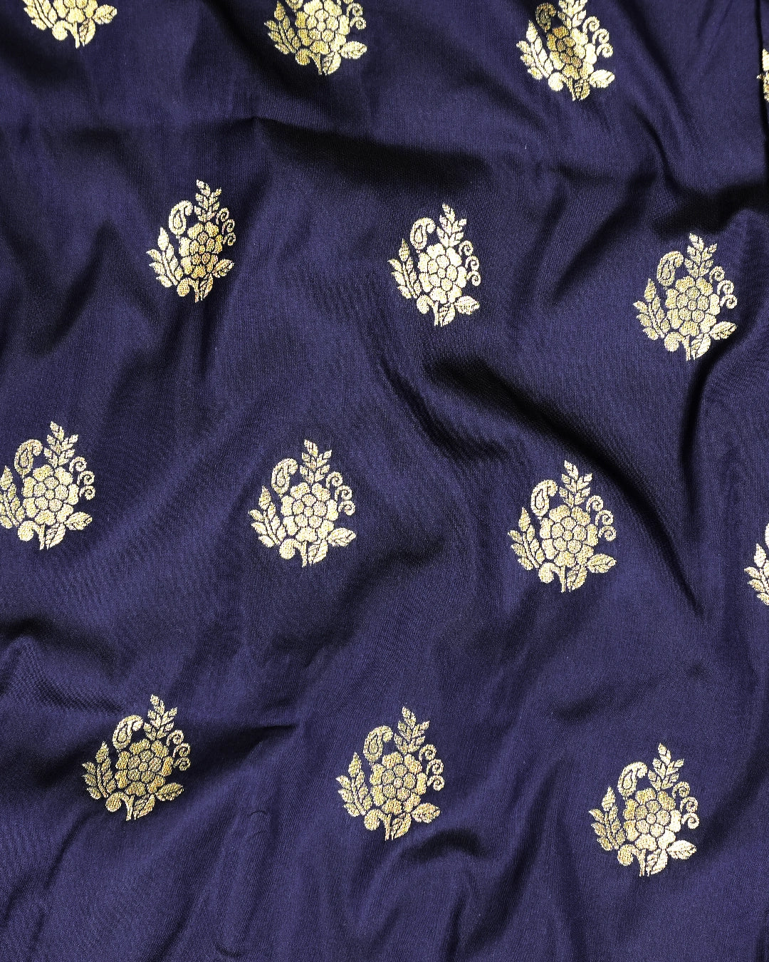 Navy Blue Banarasi Silk Saree with Heavy Artisanal Paisley Weaves