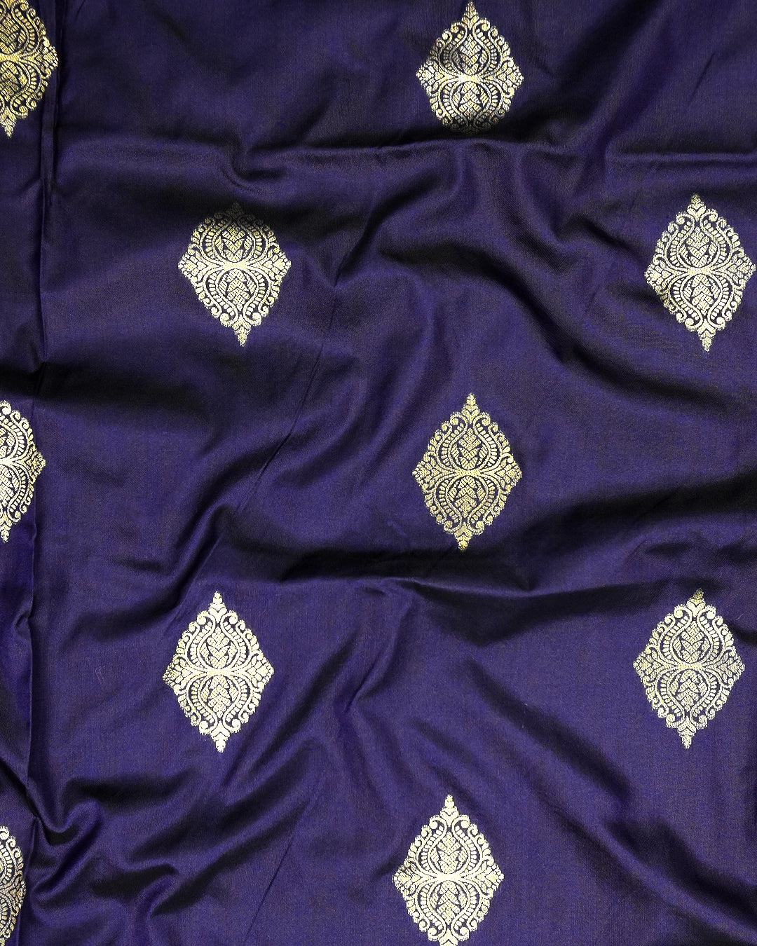 Navy Blue Banarasi Silk Saree with Ornate Architectural Butta Weaves