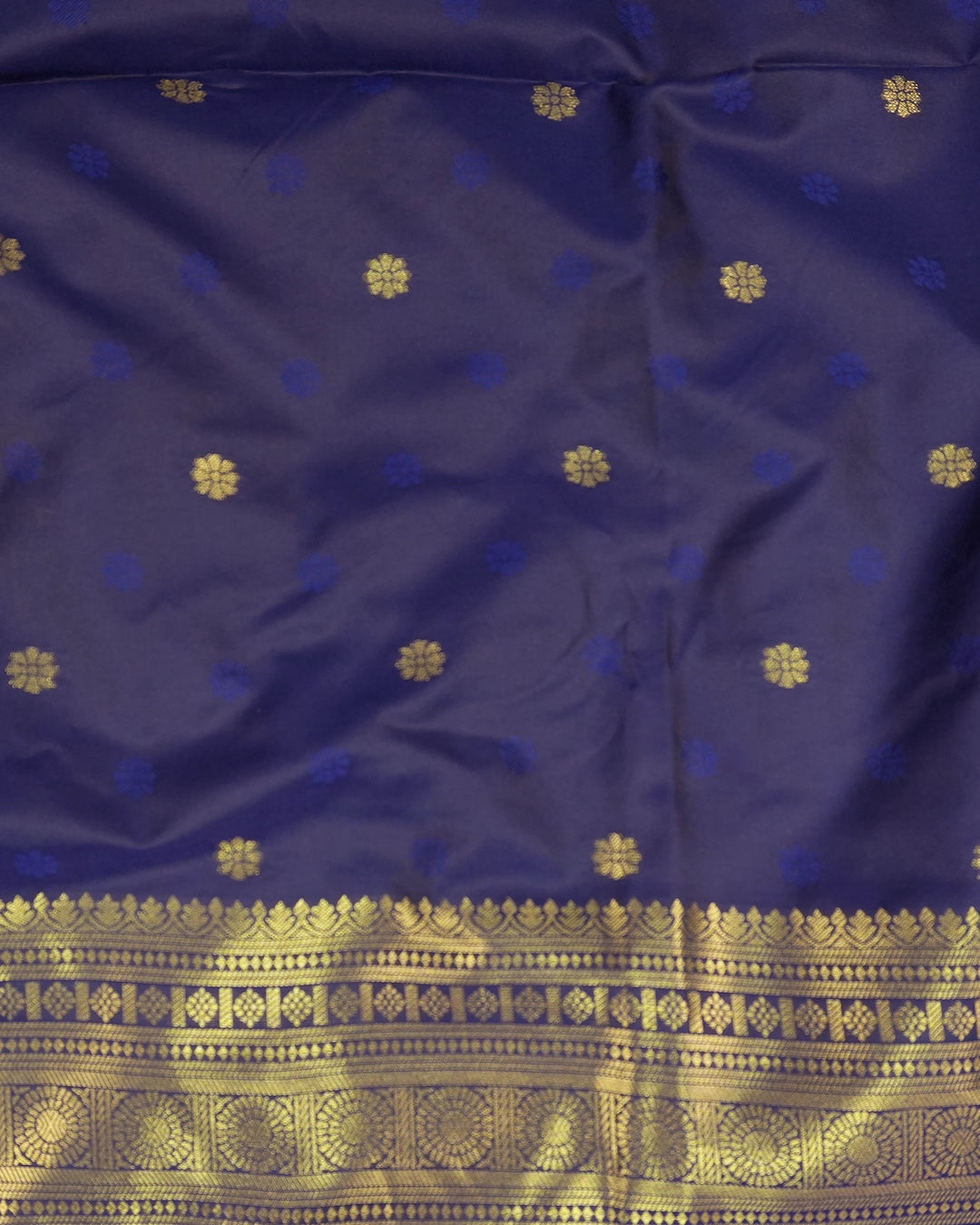Navy Blue Banarasi Silk Saree with Ornate Architectural Butta Weaves