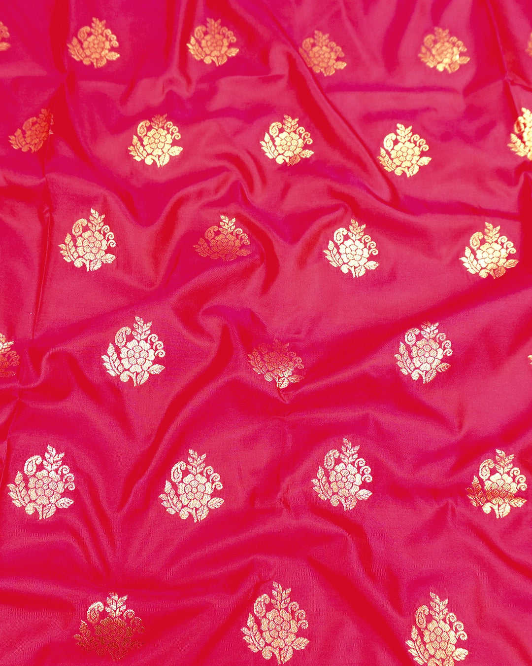 Rani Pink Banarasi Silk Saree with Floral Butas Weaves