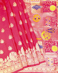 Rani Pink Banarasi Silk Saree with Floral Butas Weaves