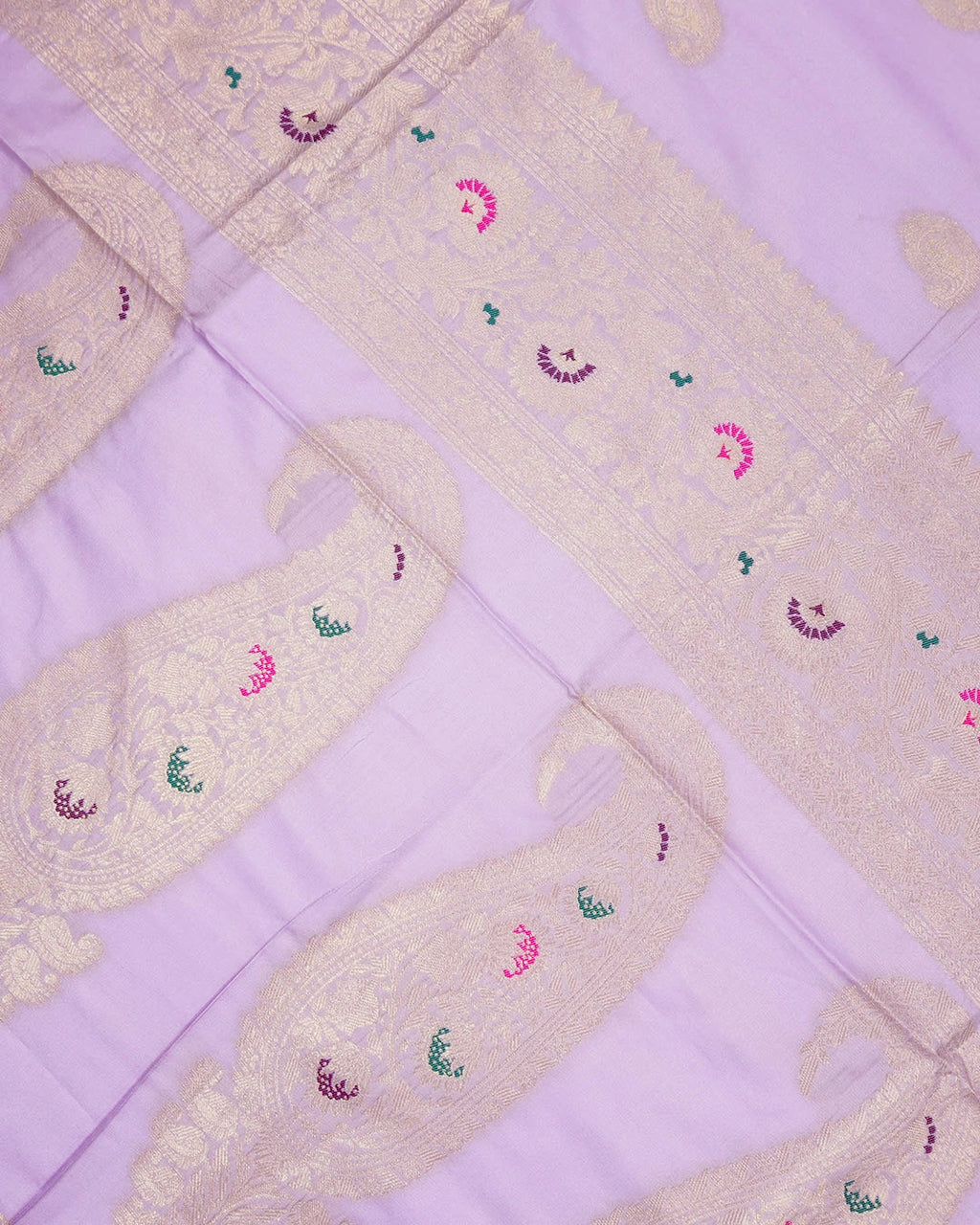 Lavender Banarasi Silk Saree with Delicate Paisley Buta Weaving