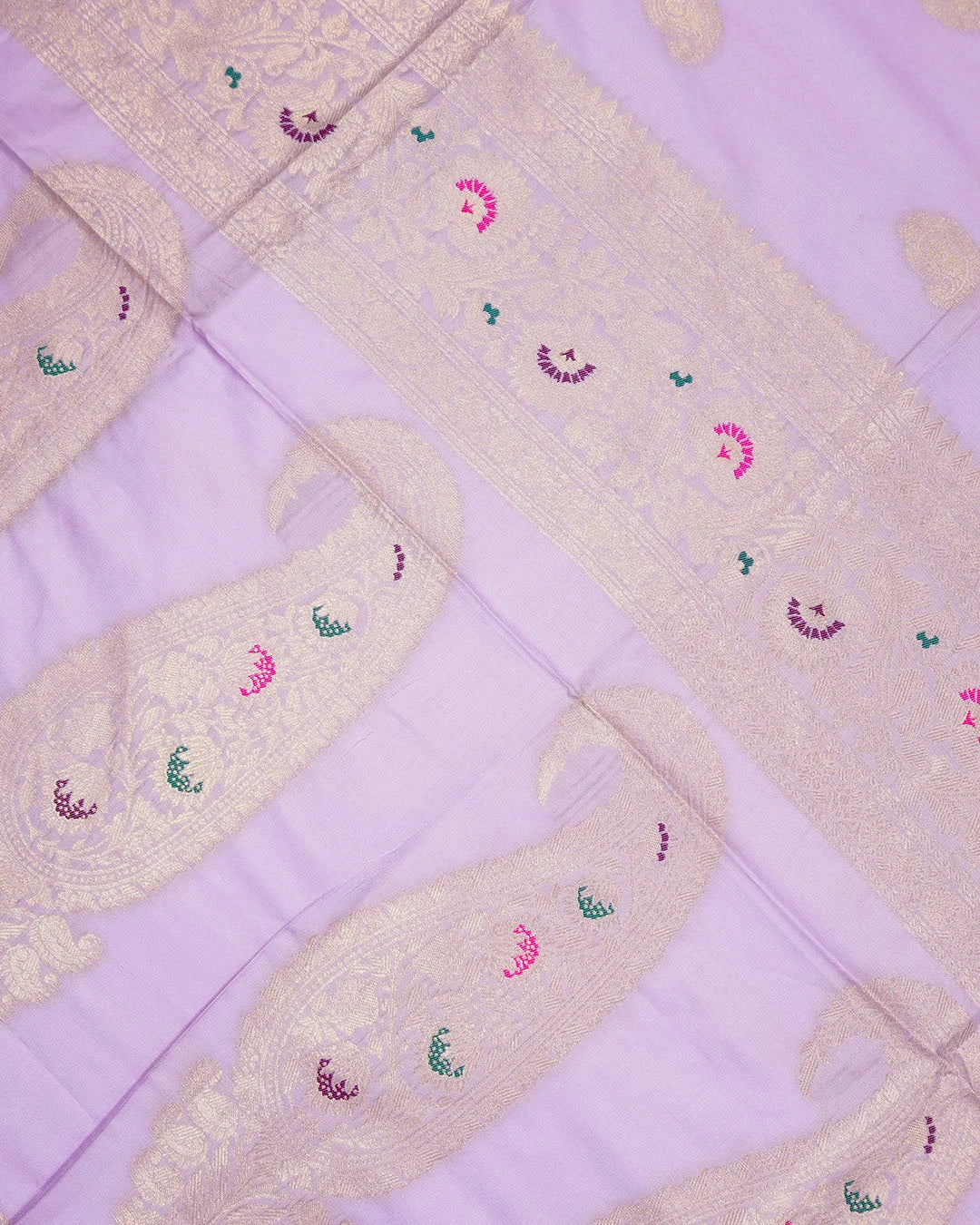 Lavender Banarasi Silk Saree with Delicate Paisley Buta Weaving