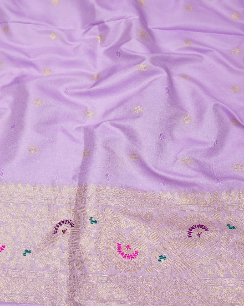 Lavender Banarasi Silk Saree with Delicate Paisley Buta Weaving
