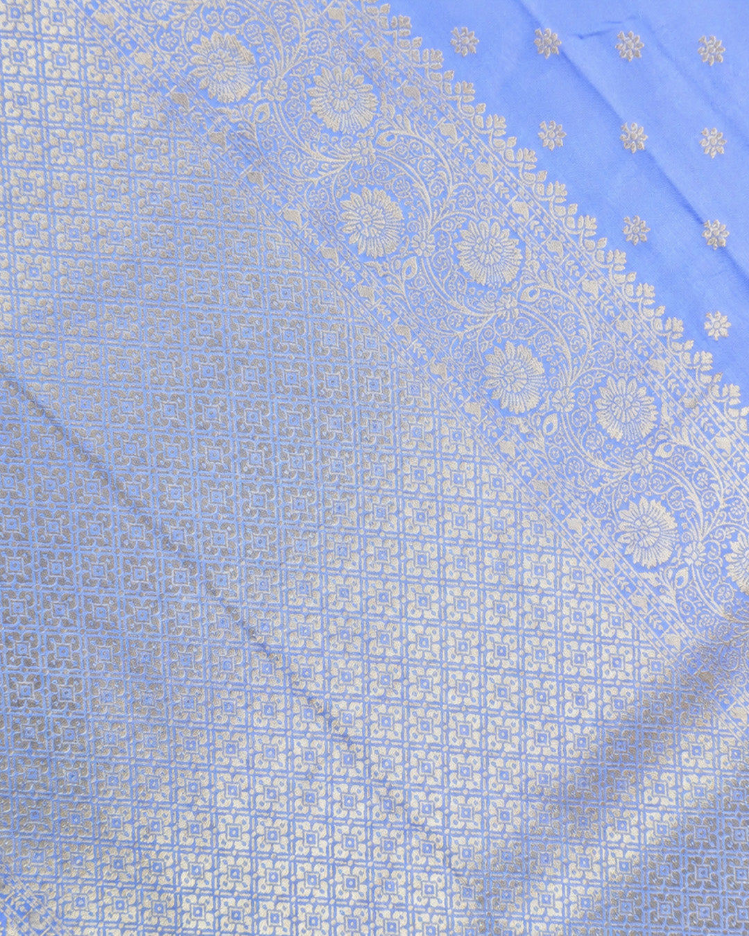 Soft Lavender Banarasi Silk Saree with Floral Starburst Butis and Grand Paisley Kalka Skirt Border