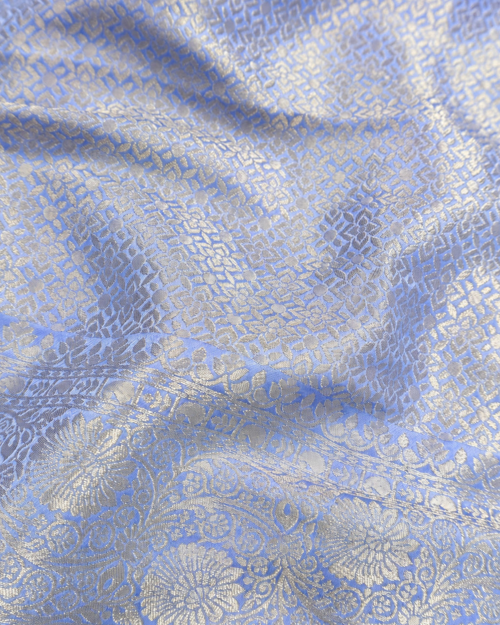 Soft Lavender Banarasi Silk Saree with Floral Starburst Butis and Grand Paisley Kalka Skirt Border