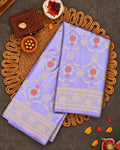 Lavender Banarasi Silk Saree with Botanical Meenakari Vines Weaves