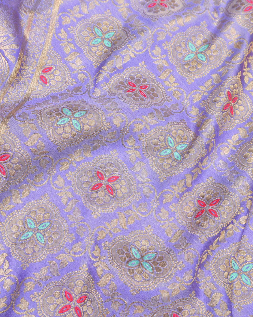 Lavender Banarasi Silk Saree with Botanical Meenakari Vines Weaves