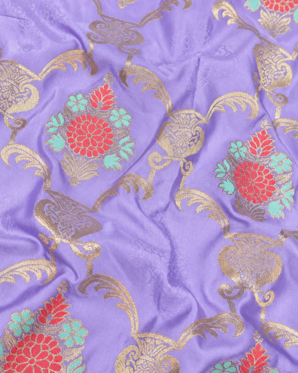 Lavender Banarasi Silk Saree with Botanical Meenakari Vines Weaves