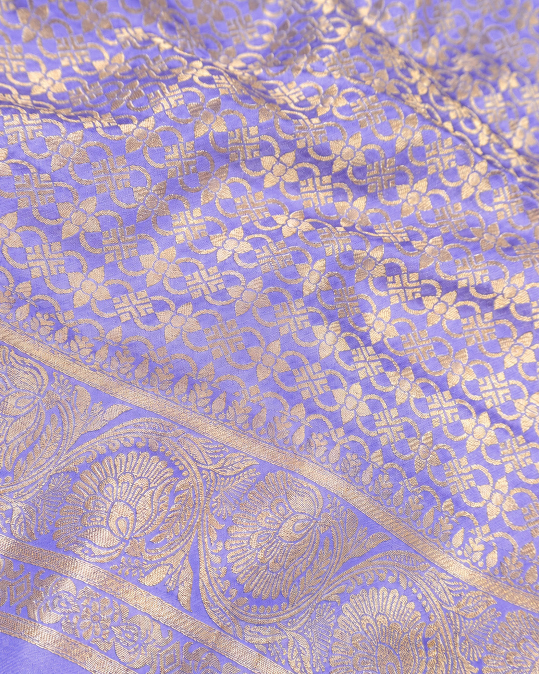 Lavender Banarasi Silk Saree with Botanical Meenakari Vines Weaves