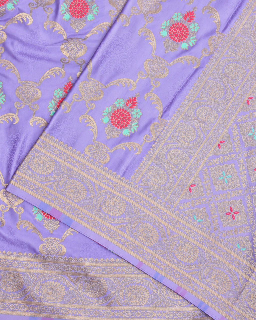 Lavender Banarasi Silk Saree with Botanical Meenakari Vines Weaves