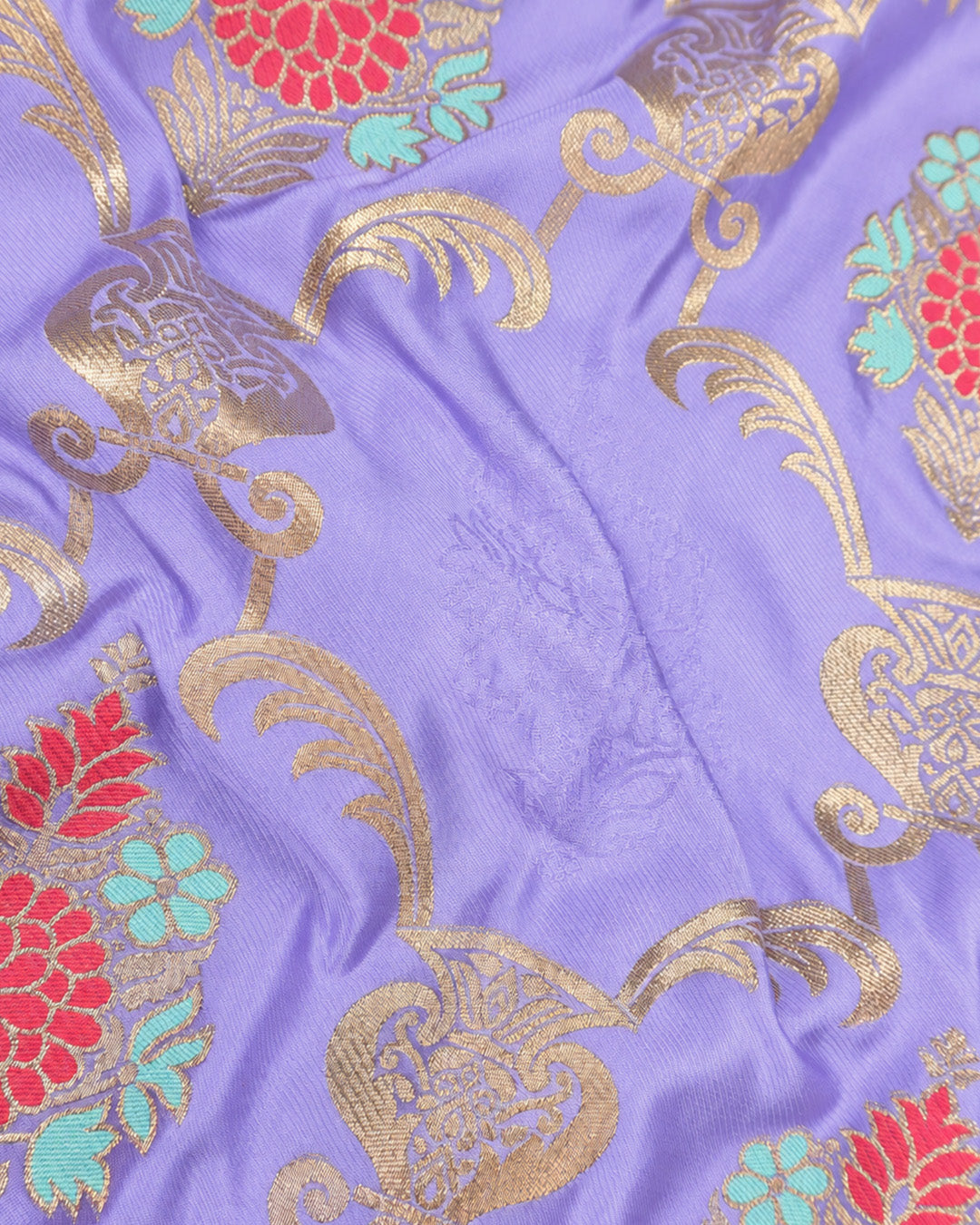 Lavender Banarasi Silk Saree with Botanical Meenakari Vines Weaves