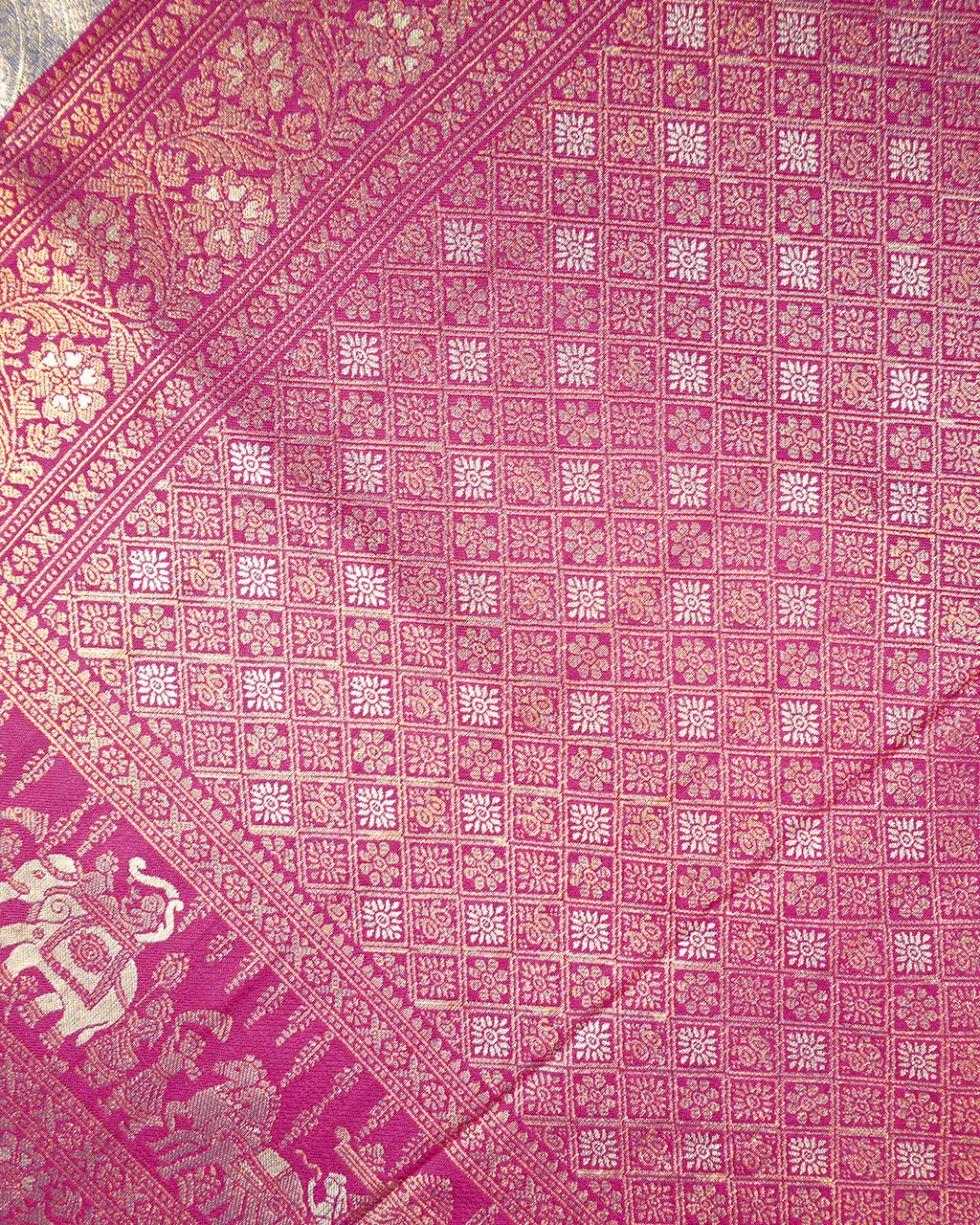 Soft Blue Kanjivaram Silk Saree with Architectural Jaal Weaves