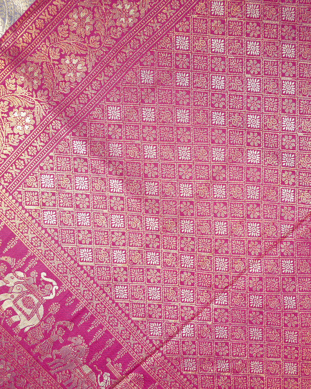 Soft Blue Kanjivaram Silk Saree with Architectural Jaal Weaves