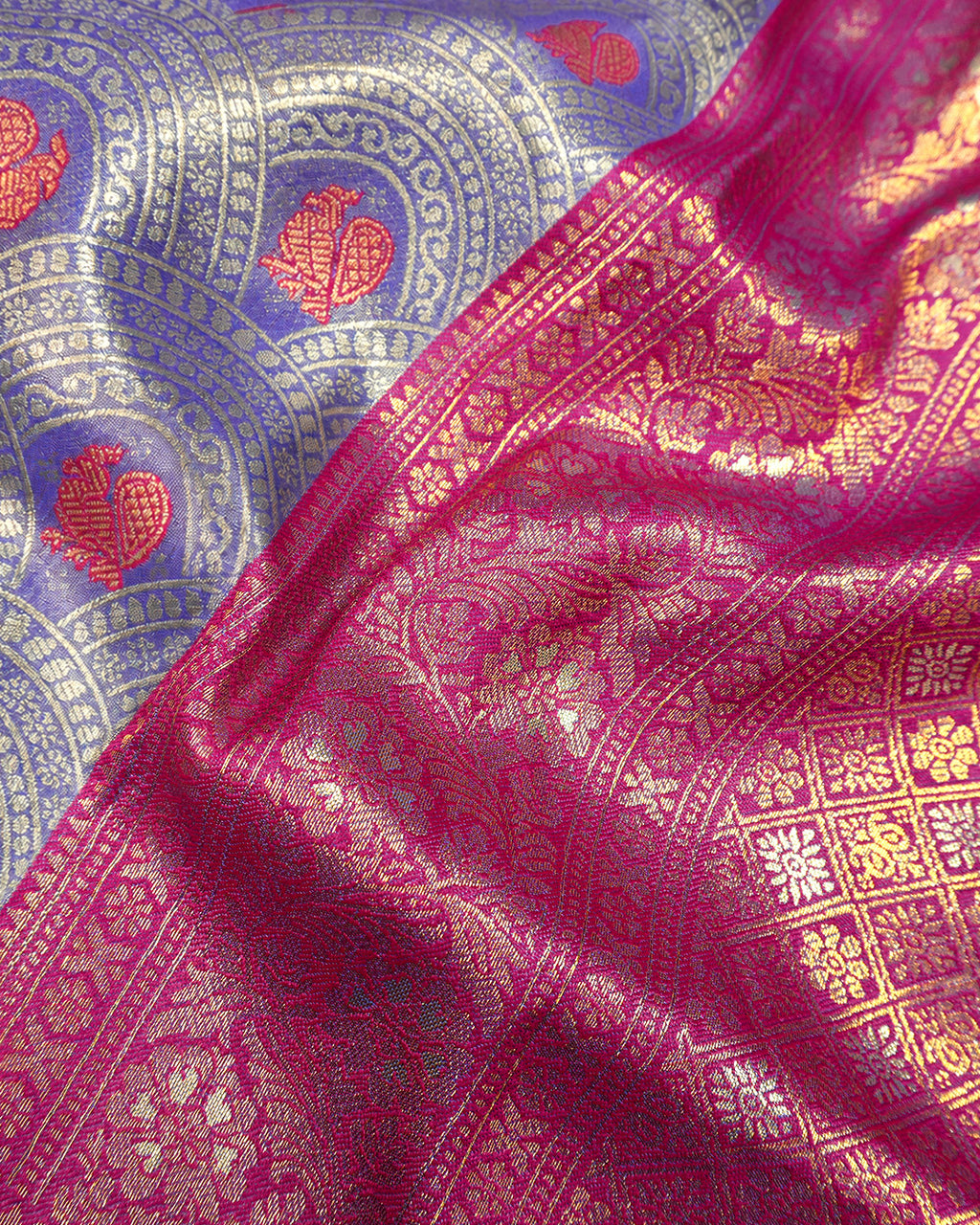 Soft Blue Kanjivaram Silk Saree with Architectural Jaal Weaves