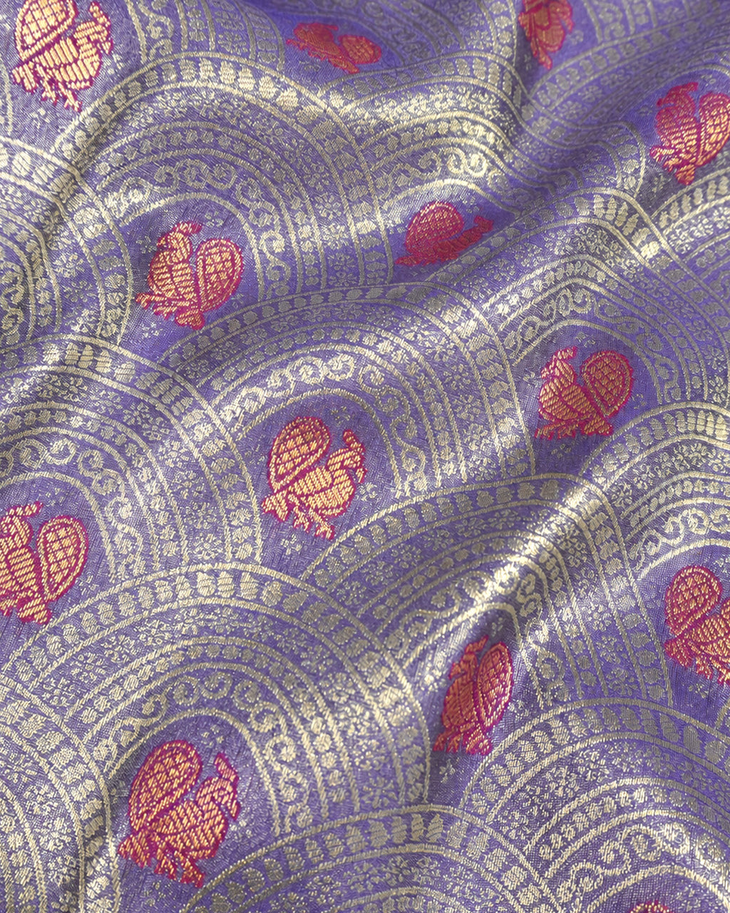 Soft Blue Kanjivaram Silk Saree with Architectural Jaal Weaves