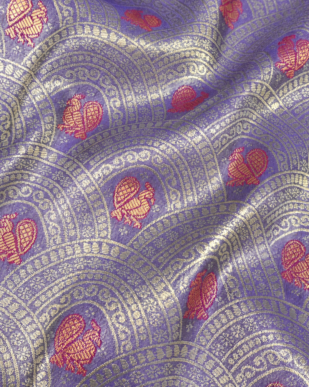 Soft Blue Kanjivaram Silk Saree with Architectural Jaal Weaves